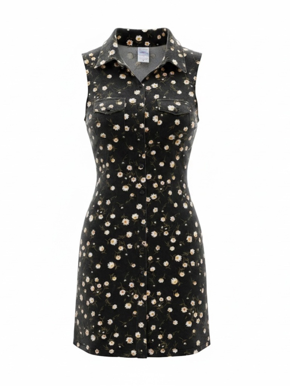 No Boundaries Black Sleeveless Daisy Shirt Dress
